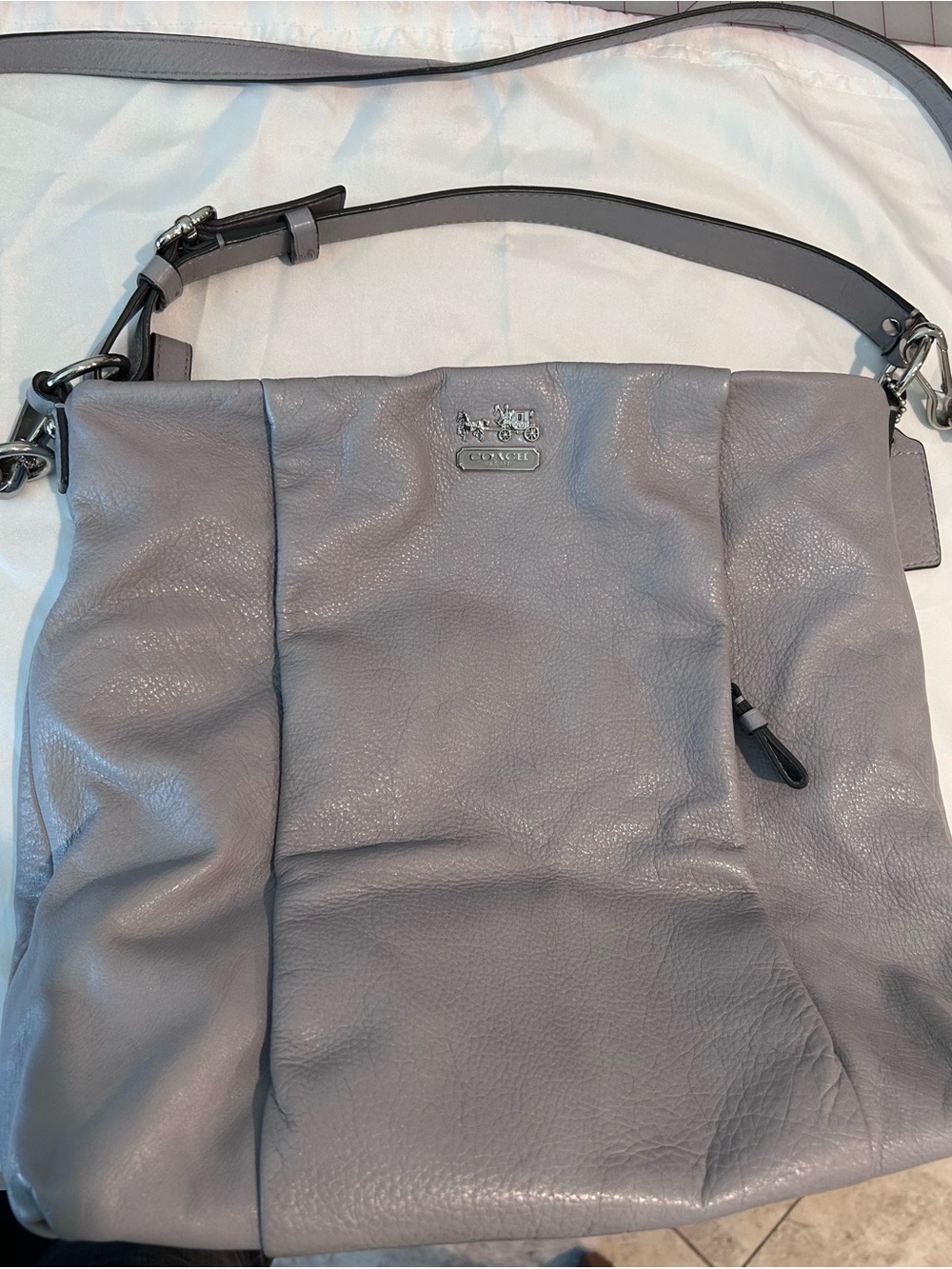 Coach Gray Pebbled Leather Shoulder Bag - Picture 2 of 13
